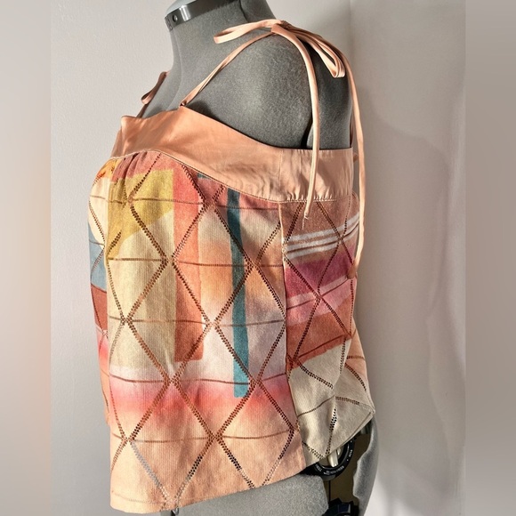 Anthropologie Akemi +Kin geometric crop top/ blouse size small - Picture 7 of 8